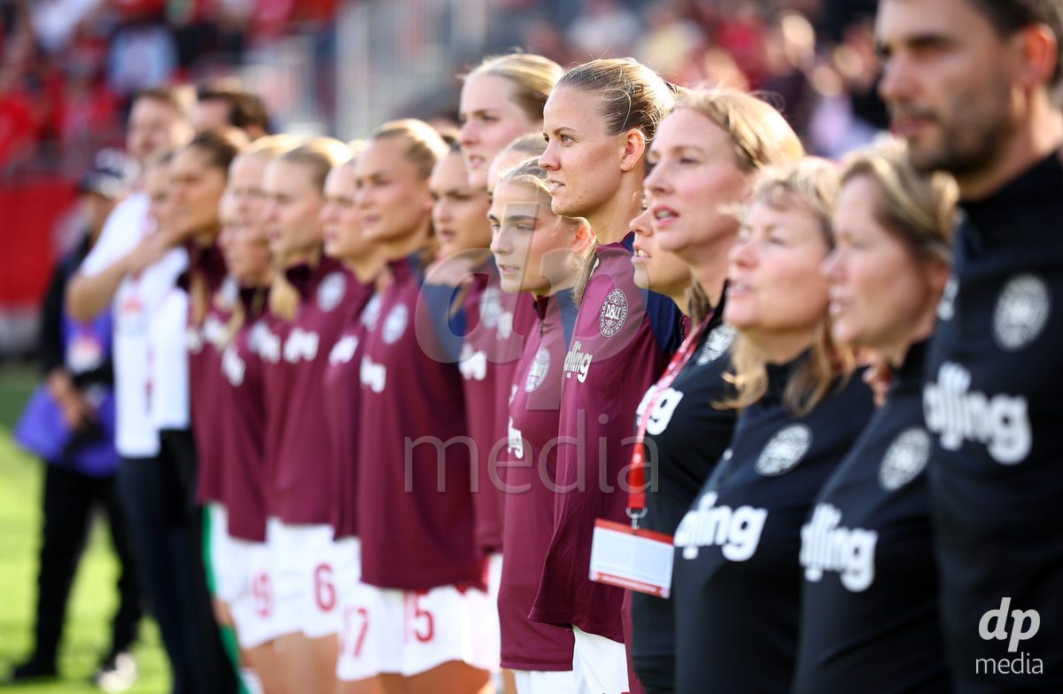 TORONTO, CANADA - OCTOBER 12: Denmark sing the national anthem before the International Friendly match against Canada at BMO Field on October 12, 2026 in Toronto, Canada.