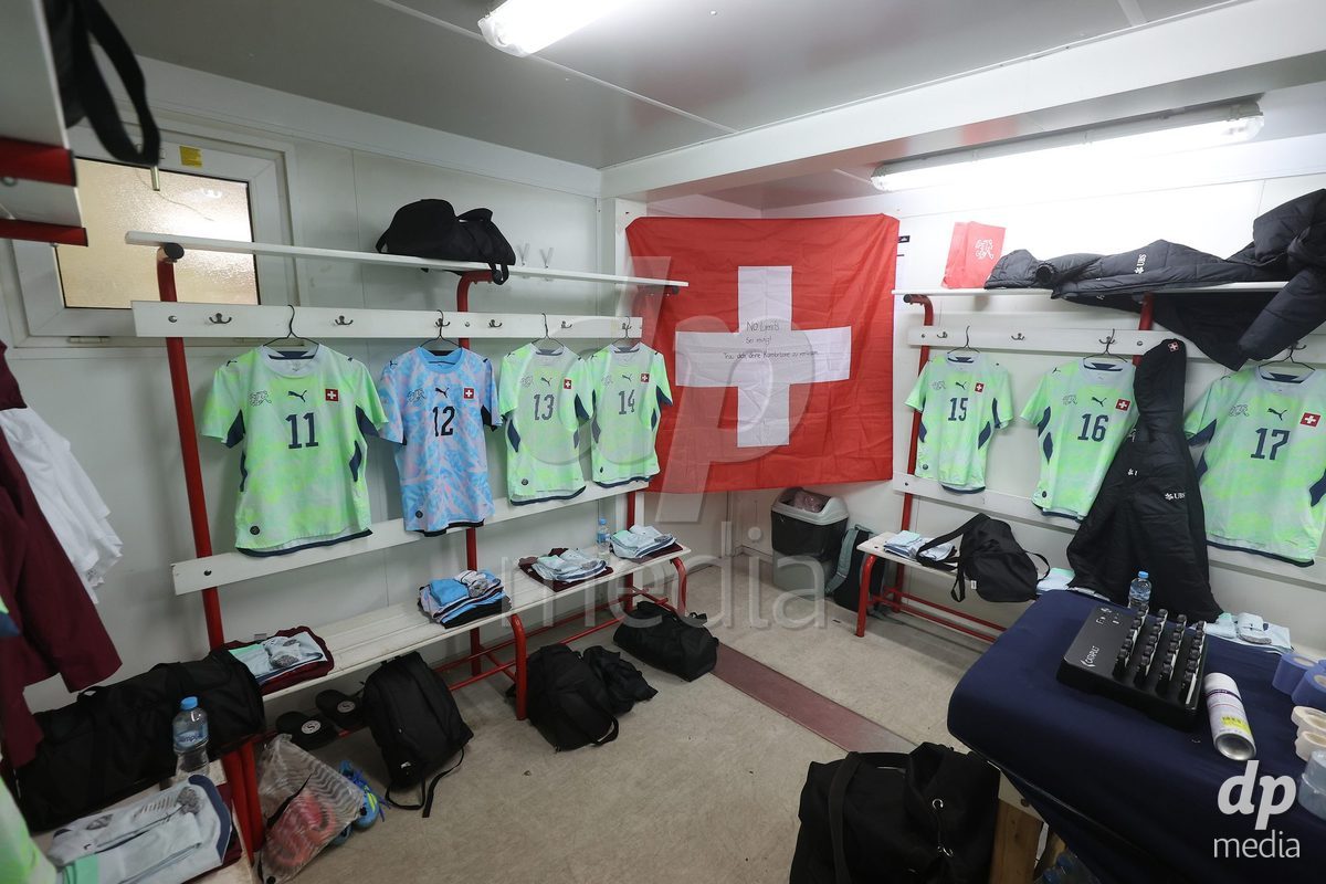 KAKANJ, BOSNIA AND HERZEGOVINA - OCTOBER 13: A general view inside of the Switzerland dressing room before during the UEFA Womens European Under-19 Qualifier match between Denmark and Switzerland at Mladost Stadium on October 13, 2026 in Kakanj, Bosnia and Herzegovina. Photo: Armin Durgut/Pixsell/DP Media