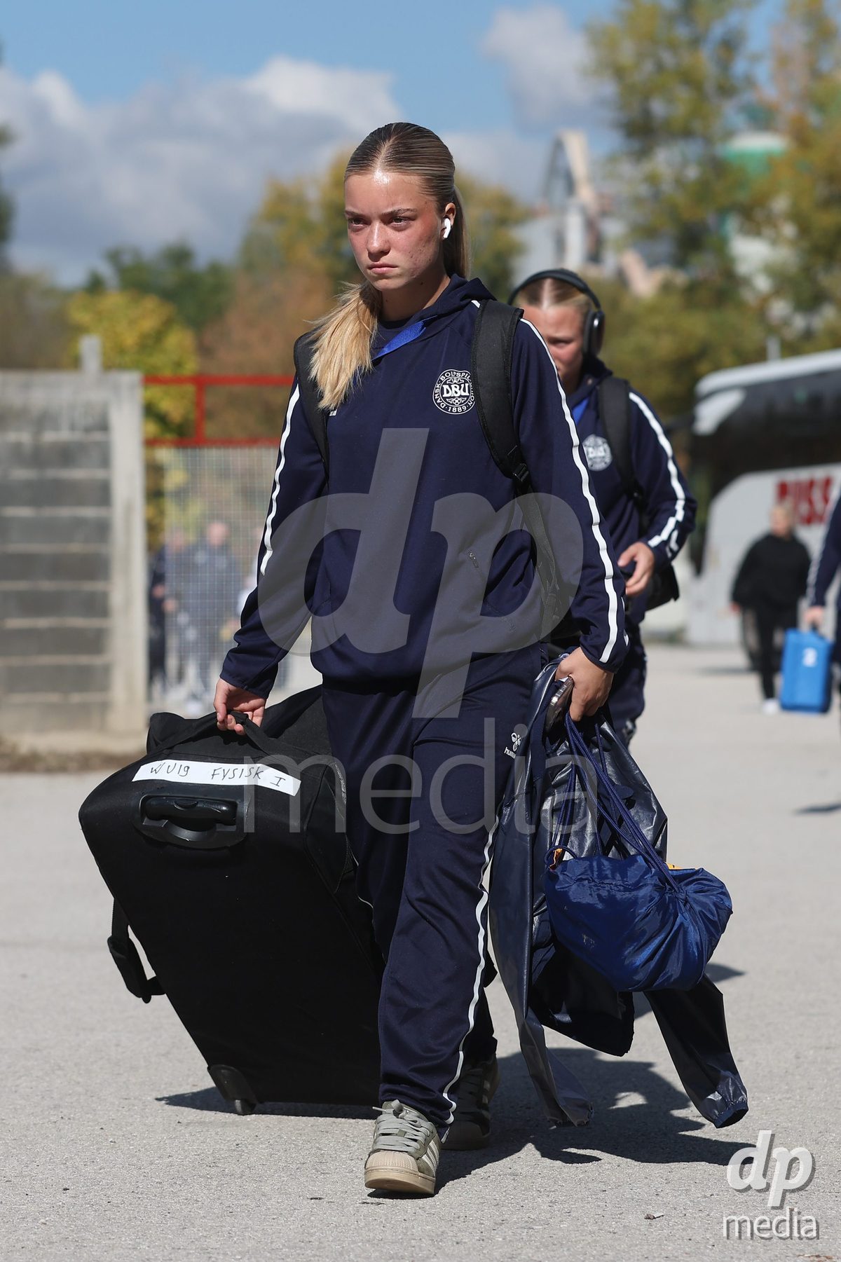 KAKANJ, BOSNIA AND HERZEGOVINA - OCTOBER 13: Evelina Thygesen of Denmark arrives at the stadium before the UEFA Womens European Under-19 Qualifier match between Denmark and Switzerland at Mladost Stadium on October 13, 2026 in Kakanj, Bosnia and Herzegovina. Photo: Armin Durgut/Pixsell/DP Media