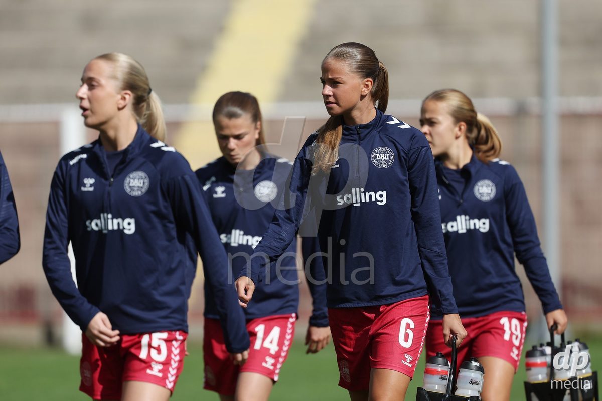 KAKANJ, BOSNIA AND HERZEGOVINA - OCTOBER 13: Josephine Behrmann Lamp of Denmark warms up prior to the UEFA Womens European Under-19 Qualifier match between Denmark and Switzerland at Mladost Stadium on October 13, 2026 in Kakanj, Bosnia and Herzegovina. Photo: Armin Durgut/Pixsell/DP Media