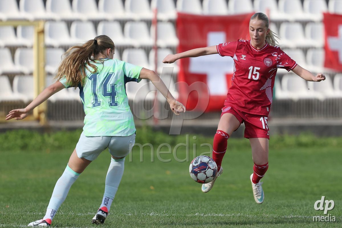KAKANJ, BOSNIA AND HERZEGOVINA - OCTOBER 13: Frederikke Ludvigsen of Denmark during the UEFA Womens European Under-19 Qualifier match between Denmark and Switzerland at Mladost Stadium on October 13, 2026 in Kakanj, Bosnia and Herzegovina. Photo: Armin Durgut/Pixsell/DP Media