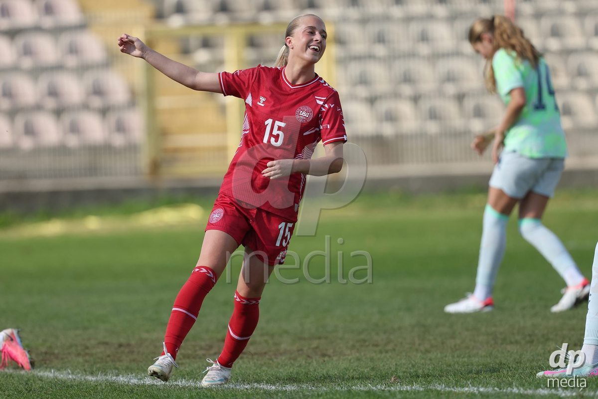 KAKANJ, BOSNIA AND HERZEGOVINA - OCTOBER 13: Frederikke Ludvigsen of Denmark during the UEFA Womens European Under-19 Qualifier match between Denmark and Switzerland at Mladost Stadium on October 13, 2026 in Kakanj, Bosnia and Herzegovina. Photo: Armin Durgut/Pixsell/DP Media