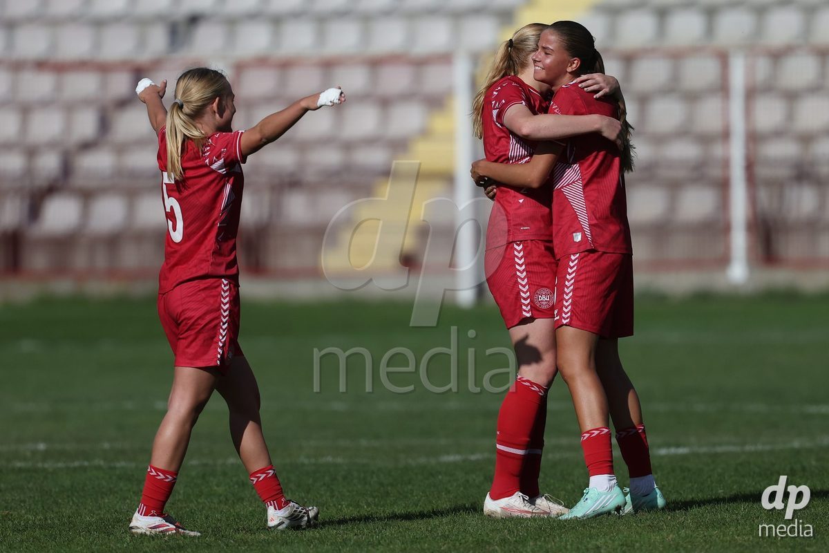KAKANJ, BOSNIA AND HERZEGOVINA - OCTOBER 13: Astrid Engsig-Karup of Denmark, Asta Kynde of Denmark and Josephine Behrmann Lamp of Denmark during the UEFA Womens European Under-19 Qualifier match between Denmark and Switzerland at Mladost Stadium on October 13, 2026 in Kakanj, Bosnia and Herzegovina. Photo: Armin Durgut/Pixsell/DP Media