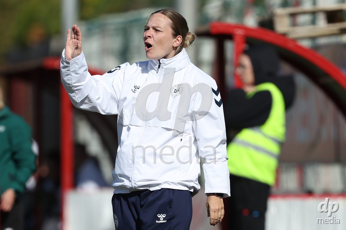KAKANJ, BOSNIA AND HERZEGOVINA - OCTOBER 13: Head Coach of Denmark Kristine Pedersen during the UEFA Womens European Under-19 Qualifier match between Denmark and Switzerland at Mladost Stadium on October 13, 2026 in Kakanj, Bosnia and Herzegovina. Photo: Armin Durgut/Pixsell/DP Media