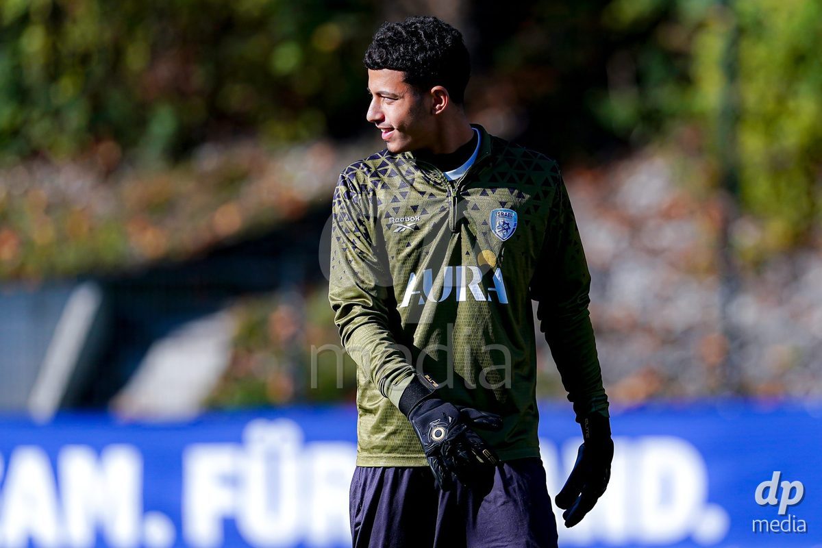 SCHAAN, LIECHTENSTEIN - OCTOBER 15: Players of Israel warming up during the UEFA European Under-17 Qualifier match between Spain and Israel at LFV Campus Rheinwiese on October 15, 2026 in Schaan, Liechtenstein.