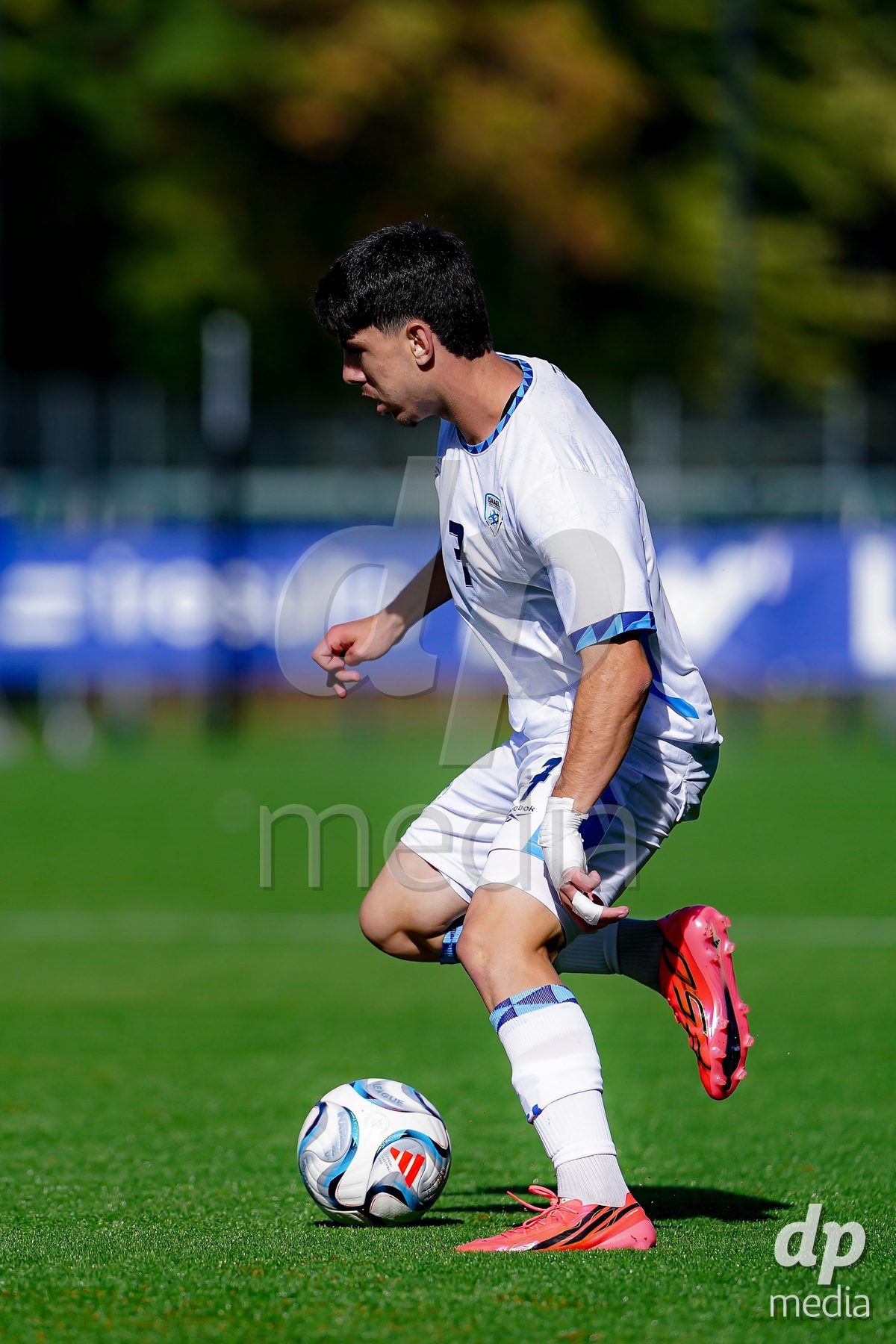 SCHAAN, LIECHTENSTEIN - OCTOBER 15: Yotam Kalfa of Israel controls the ball during the UEFA European Under-17 Qualifier match between Spain and Israel at LFV Campus Rheinwiese on October 15, 2026 in Schaan, Liechtenstein.
