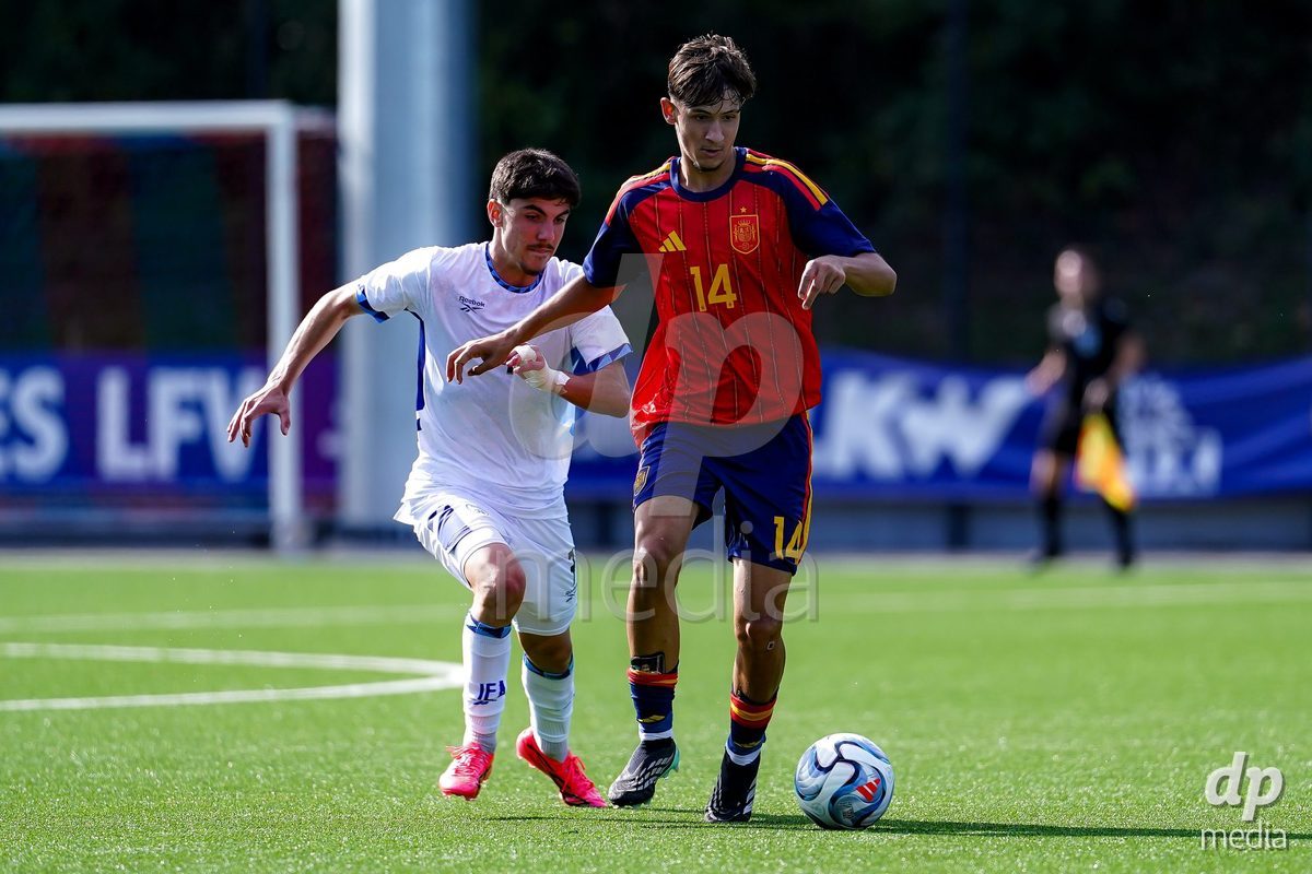 SCHAAN, LIECHTENSTEIN - OCTOBER 15: Raul Lema of Spain during the UEFA European Under-17 Qualifier match between Spain and Israel at LFV Campus Rheinwiese on October 15, 2026 in Schaan, Liechtenstein.