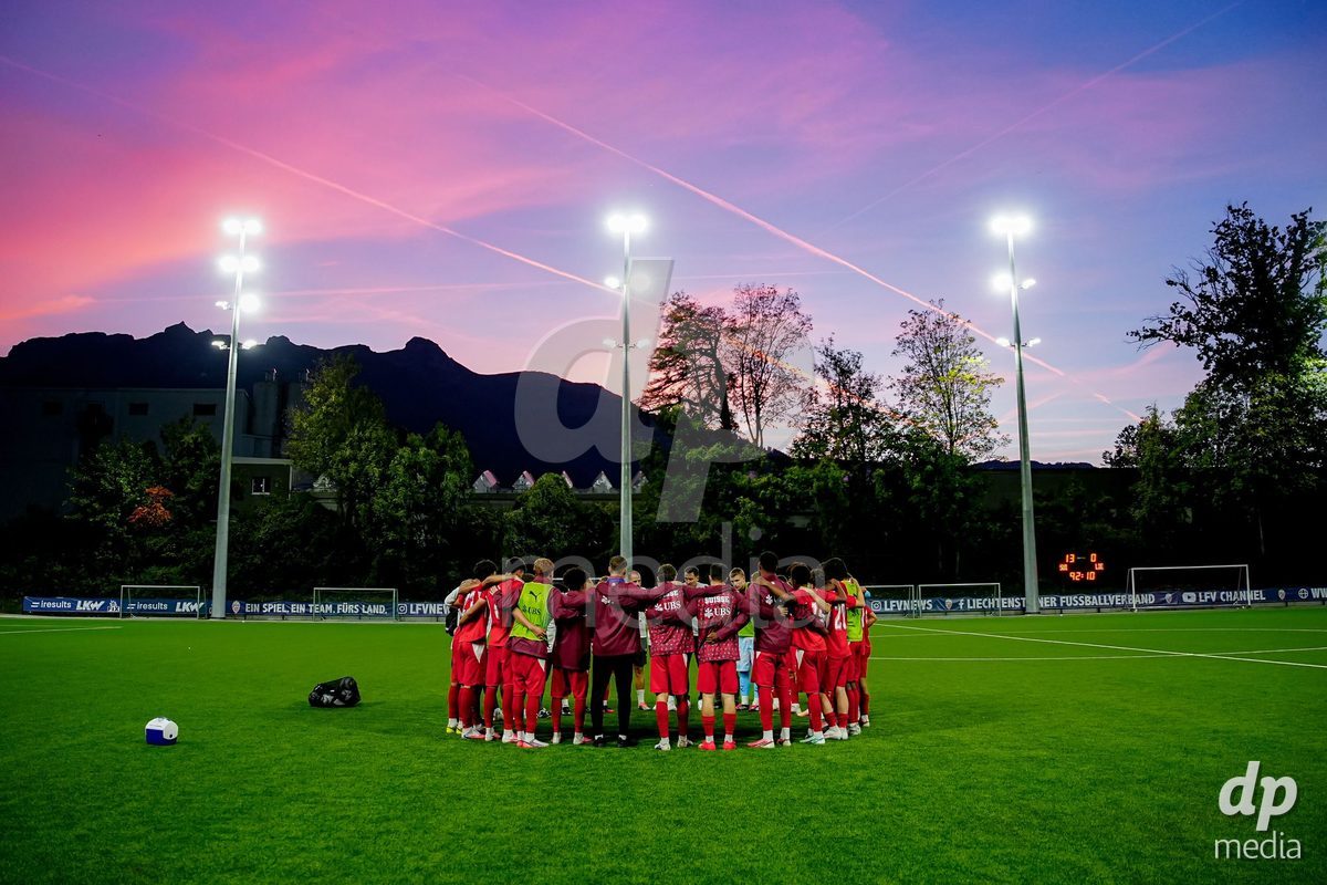 SCHAAN, LIECHTENSTEIN - OCTOBER 15: Switzerland after winning the UEFA European Under-17 Qualifier match between Switzerland and Liechtenstein at LFV Campus Rheinwiese on October 15, 2026 in Schaan, Liechtenstein.