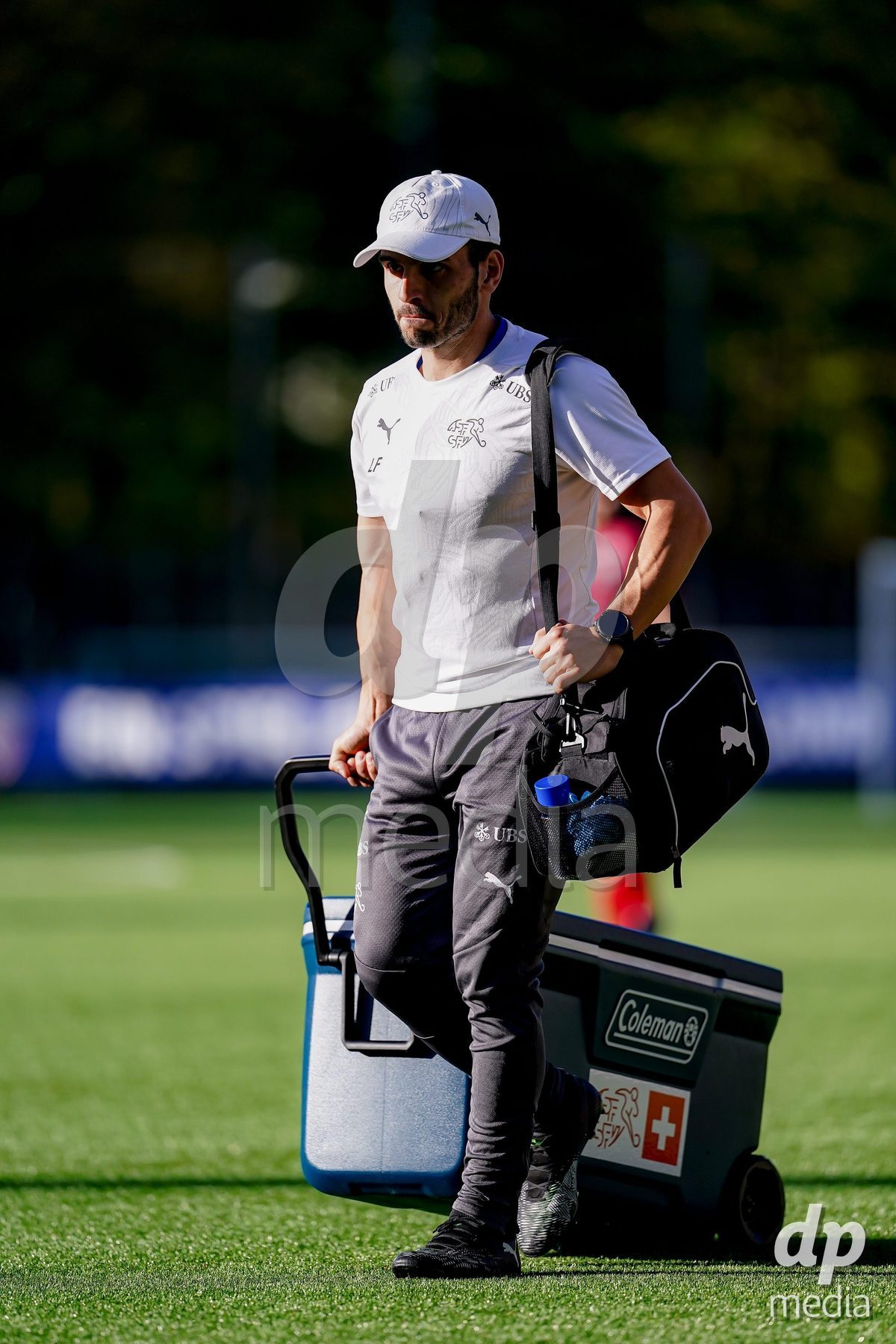 SCHAAN, LIECHTENSTEIN - OCTOBER 15: Staff of Switzerland during the UEFA European Under-17 Qualifier match between Switzerland and Liechtenstein at LFV Campus Rheinwiese on October 15, 2026 in Schaan, Liechtenstein.