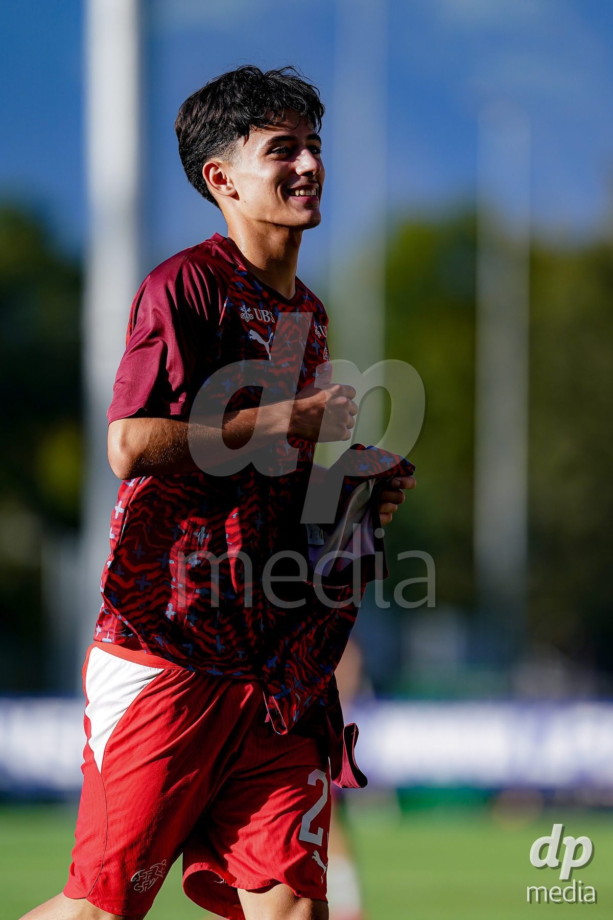 SCHAAN, LIECHTENSTEIN - OCTOBER 15: Players of Switzerland warming up during the UEFA European Under-17 Qualifier match between Switzerland and Liechtenstein at LFV Campus Rheinwiese on October 15, 2026 in Schaan, Liechtenstein.