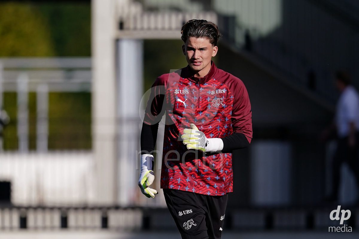 SCHAAN, LIECHTENSTEIN - OCTOBER 15: Players of Switzerland warming up during the UEFA European Under-17 Qualifier match between Switzerland and Liechtenstein at LFV Campus Rheinwiese on October 15, 2026 in Schaan, Liechtenstein.