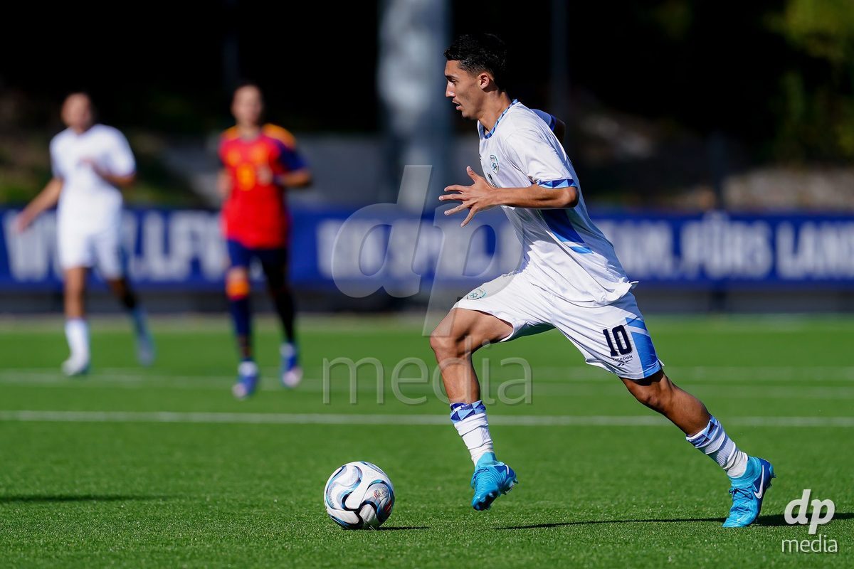 SCHAAN, LIECHTENSTEIN - OCTOBER 15: Noam Azrane of Israel during the UEFA European Under-17 Qualifier match between Spain and Israel at LFV Campus Rheinwiese on October 15, 2026 in Schaan, Liechtenstein.