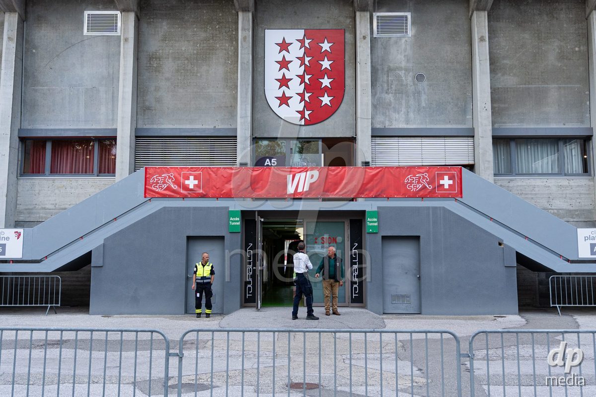 SION, SWITZERLAND, OCTOBER 13 : Stade de Tourbillon prior to the FIFA Women's World Cup 2027 Women's European Qualifiers Play-offs game between Switzerland and Israel at Stade de Tourbillon on October 13, 2026 in Sion, Switzerland.