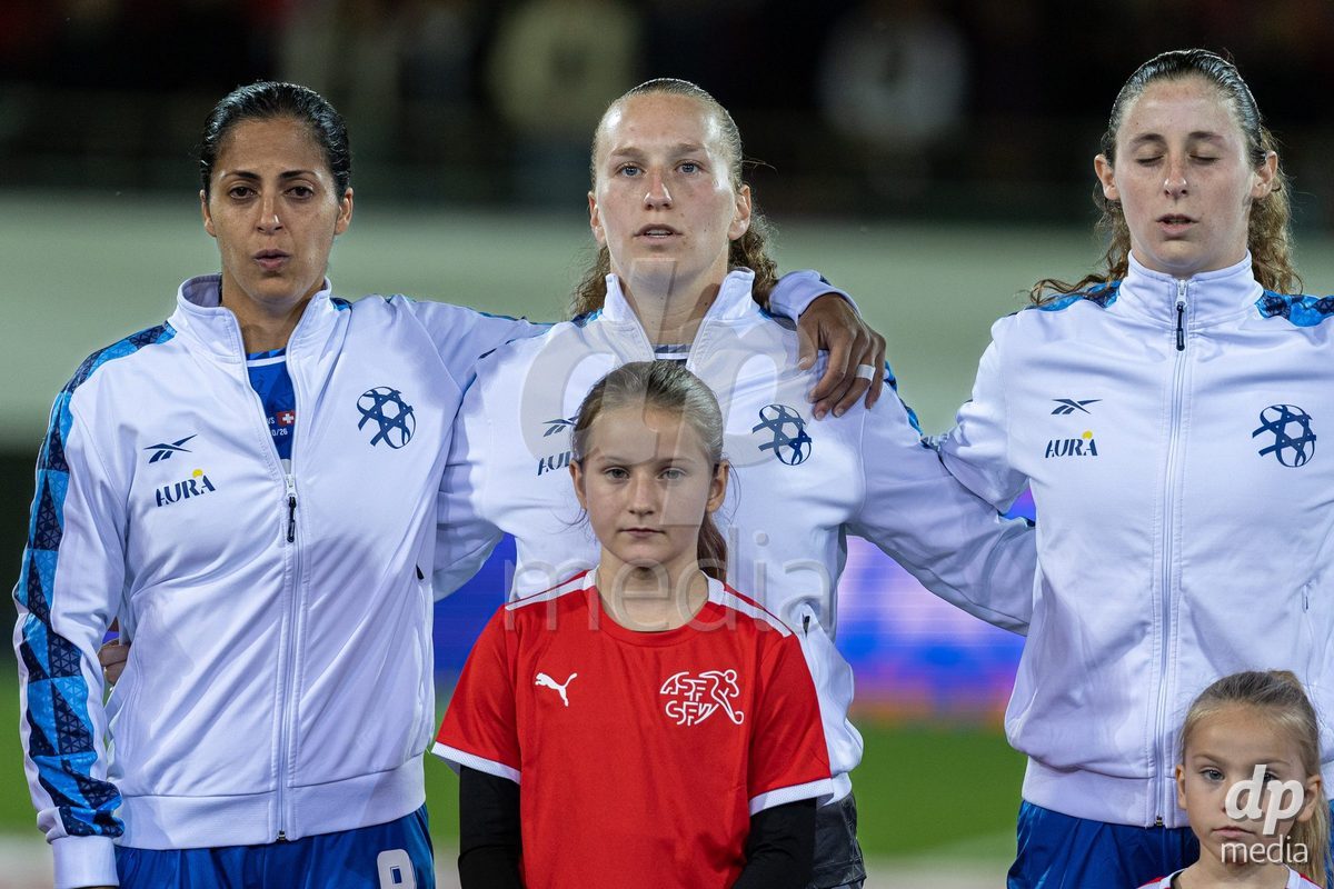 SION, SWITZERLAND, OCTOBER 13 : Israel team during the FIFA Women's World Cup 2027 Women's European Qualifiers Play-offs game between Switzerland and Israel at Stade de Tourbillon on October 13, 2026 in Sion, Switzerland.