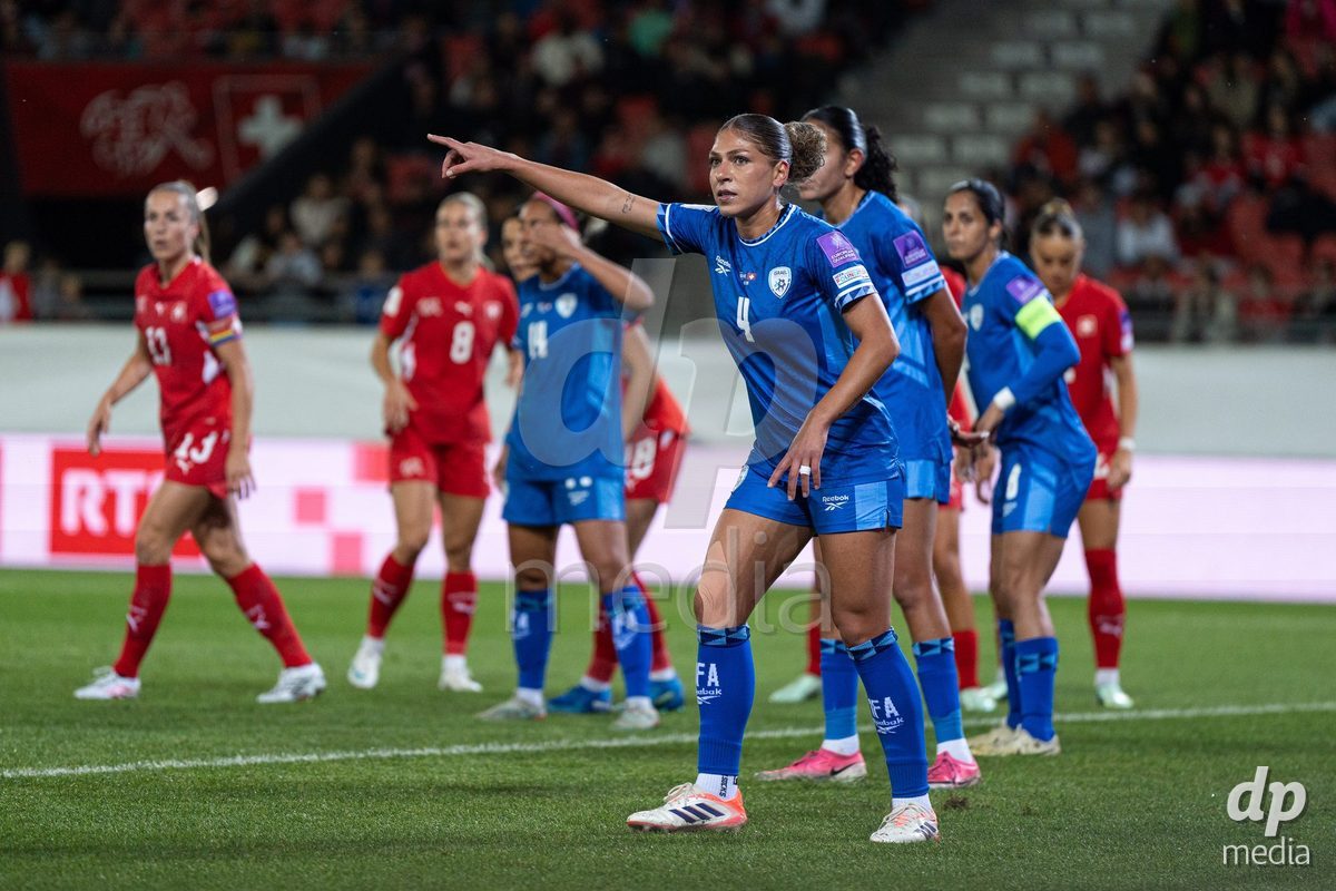 SION, SWITZERLAND, OCTOBER 13 : Itaf Alkisi of Israel in action during the FIFA Women's World Cup 2027 Women's European Qualifiers Play-offs game between Switzerland and Israel at Stade de Tourbillon on October 13, 2026 in Sion, Switzerland.
