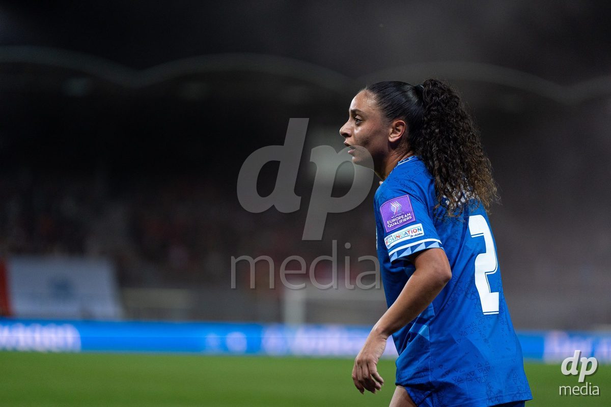 SION, SWITZERLAND, OCTOBER 13 : Hili Shalom of Israel during the FIFA Women's World Cup 2027 Women's European Qualifiers Play-offs game between Switzerland and Israel at Stade de Tourbillon on October 13, 2026 in Sion, Switzerland.