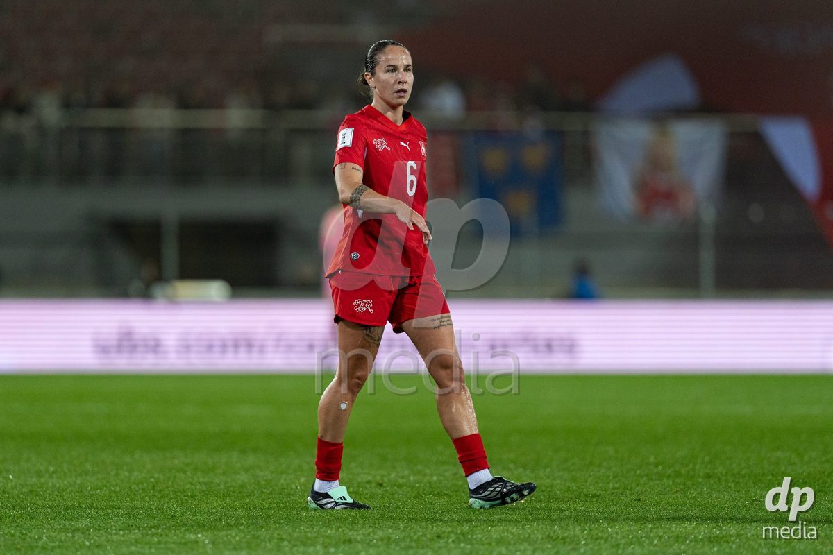 SION, SWITZERLAND, OCTOBER 13 : Géraldine Reuteler of Switzerland in action during the FIFA Women's World Cup 2027 Women's European Qualifiers Play-offs game between Switzerland and Israel at Stade de Tourbillon on October 13, 2026 in Sion, Switzerland.