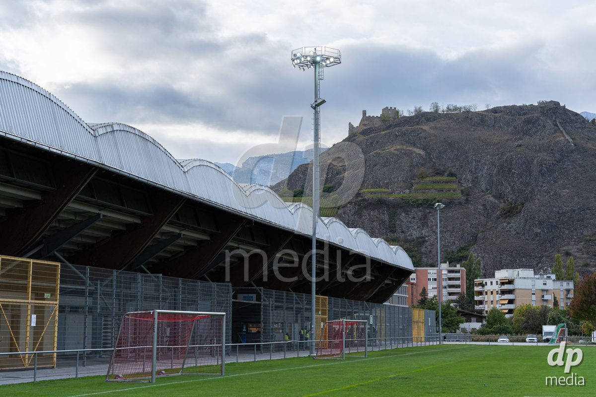 SION, SWITZERLAND, OCTOBER 13 : Stade de Tourbillon prior to the FIFA Women's World Cup 2027 Women's European Qualifiers Play-offs game between Switzerland and Israel at Stade de Tourbillon on October 13, 2026 in Sion, Switzerland.