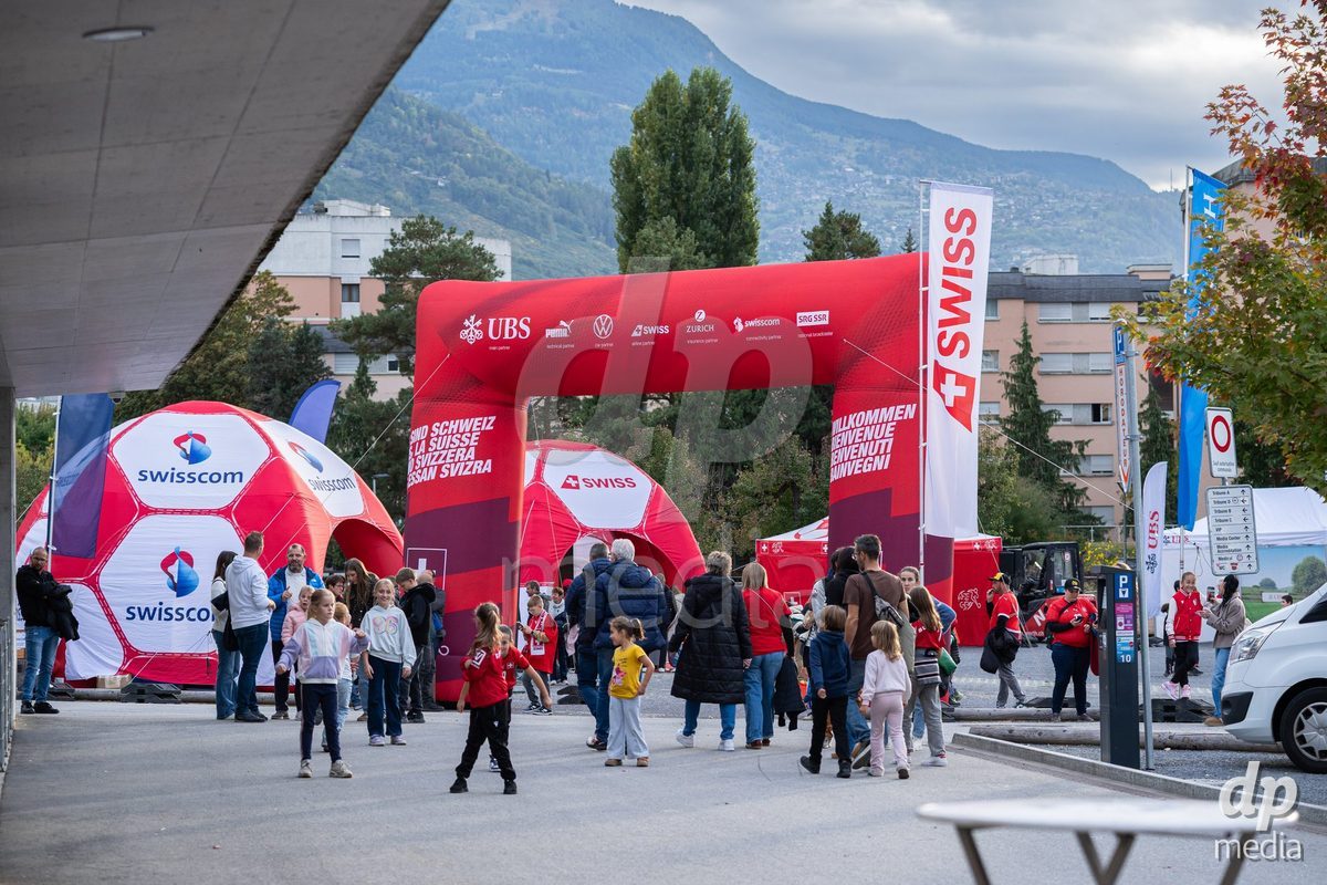 SION, SWITZERLAND, OCTOBER 13 : Stade de Tourbillon prior to the FIFA Women's World Cup 2027 Women's European Qualifiers Play-offs game between Switzerland and Israel at Stade de Tourbillon on October 13, 2026 in Sion, Switzerland.