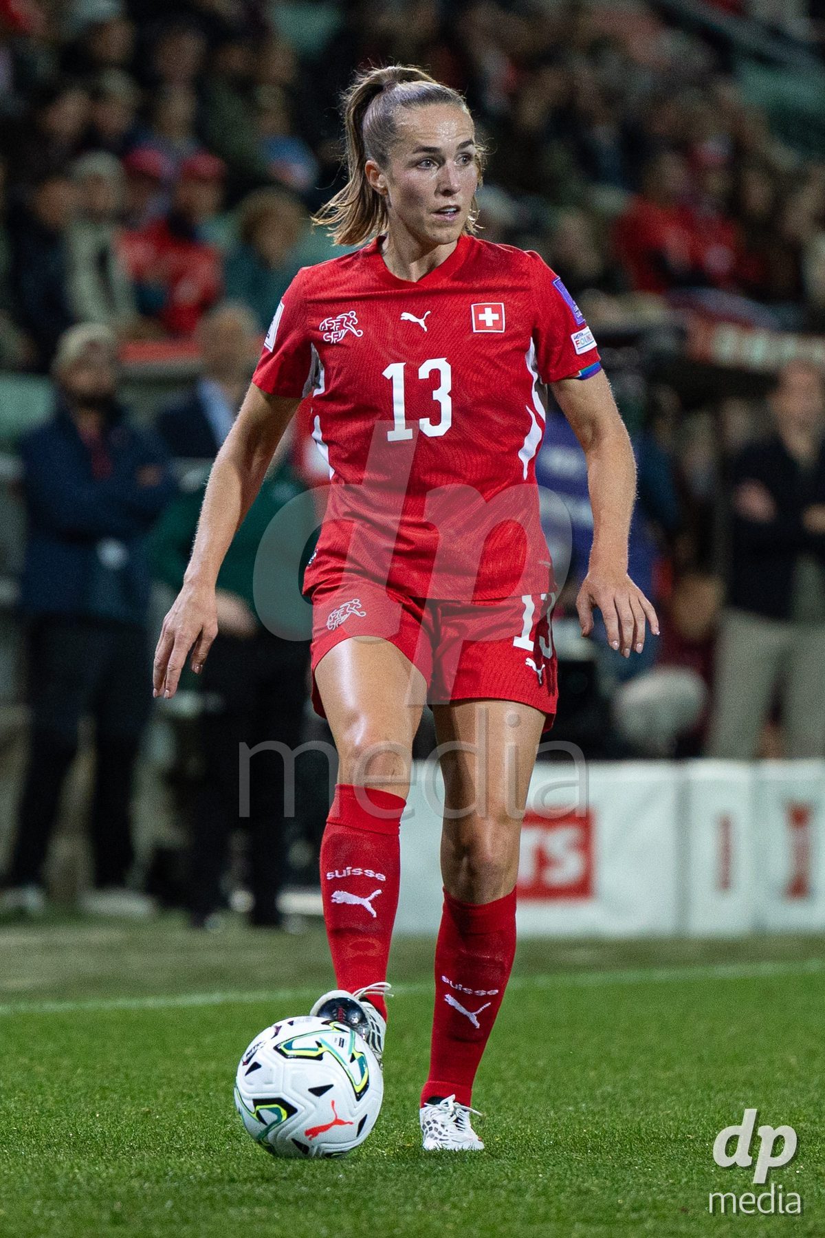 SION, SWITZERLAND, OCTOBER 13 : Lia Wälti of Switzerland in action during the FIFA Women's World Cup 2027 Women's European Qualifiers Play-offs game between Switzerland and Israel at Stade de Tourbillon on October 13, 2026 in Sion, Switzerland.