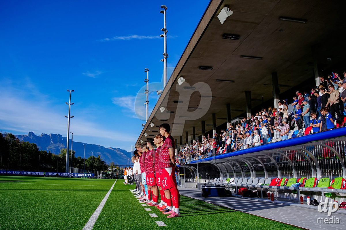 SCHAAN, LIECHTENSTEIN - OCTOBER 15: Players of Switzerland during the UEFA European Under-17 Qualifier match between Switzerland and Liechtenstein at LFV Campus Rheinwiese on October 15, 2026 in Schaan, Liechtenstein.