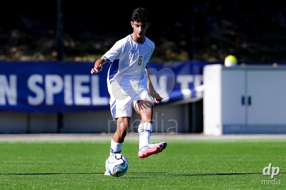 SCHAAN, LIECHTENSTEIN - OCTOBER 15: Ori Ahel of Israel controls  the ball during the UEFA European Under-17 Qualifier match between Spain and Israel at LFV Campus Rheinwiese on October 15, 2026 in Schaan, Liechtenstein.