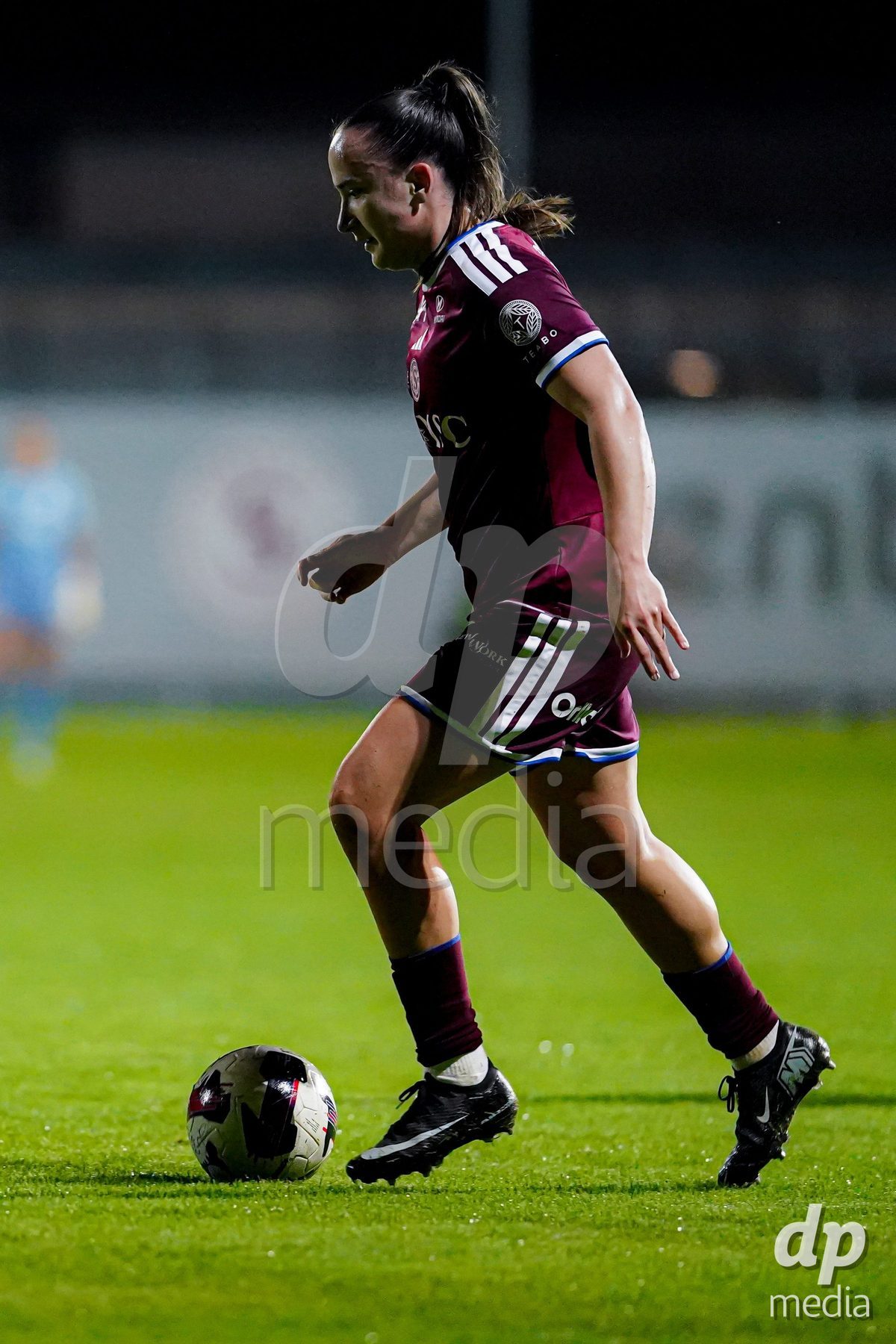 GENEVA, SWITZERLAND - OCTOBER 16: Magdalena Sobal of Servette FC Chenois Feminin controls the ball during the AXA Women's Super League match between Servette FC Chenois Feminin and FC Luzern at Stade de Trois-Chene on October 16, 2026 in Geneva, Switzerland.