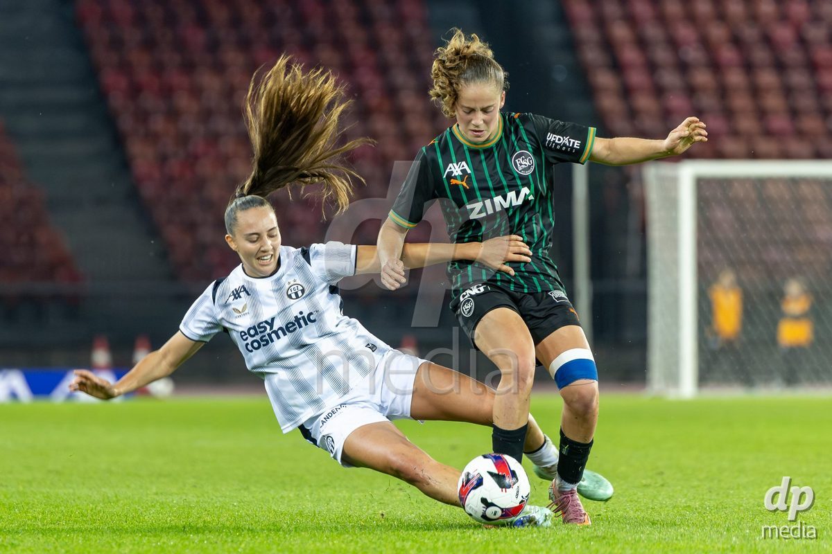 ZURICH, SWITZERLAND - OCTOBER 16: General view and action during the AXA Women's Super League match between FC Zurich and FC St. Gallen 1879 at Letzigrund on October 16, 2026 in Zurich, Switzerland.
