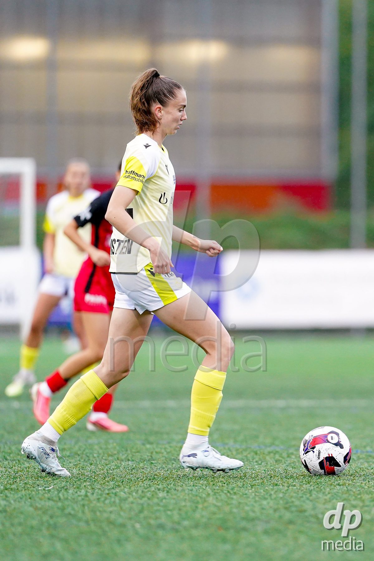AARAU, SWITZERLAND - OCTOBER 17: Carla Christen of FC Basel 1893 the ball during the AXA Women's Super League match between FC Aarau Frauen and FC Basel 1893 at Sportanlage Schachen on October 17, 2026 in Aarau, Switzerland.