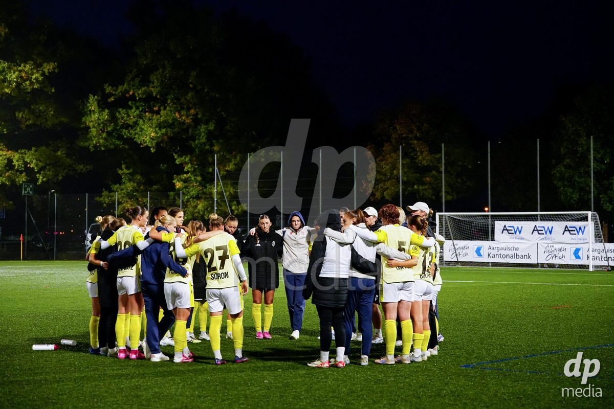 AARAU, SWITZERLAND - OCTOBER 17: Players of FC Basel 1893 after losing the AXA Women's Super League match between FC Aarau Frauen and FC Basel 1893 at Sportanlage Schachen on October 17, 2026 in Aarau, Switzerland.