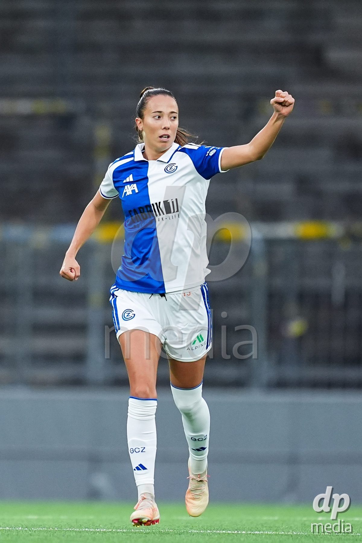 BERN, SWITZERLAND - OCTOBER 17: Marta Cazalla of Grasshopper Club Zurich celebrates after scoring her team's first goal during the AXA Women's Super League match between BSC YB Frauen and GC Frauenfussball at Wankdorf Stadion on October 17, 2026 in Bern, Switzerland.