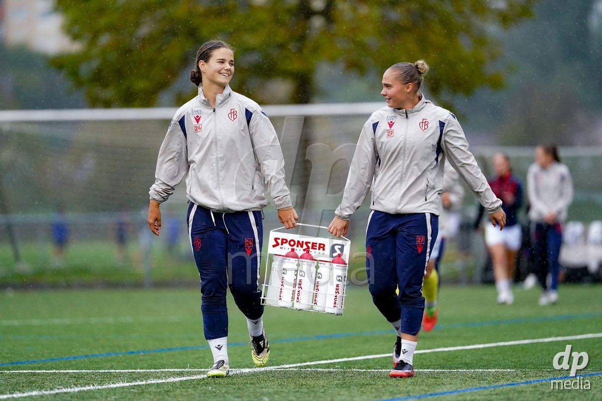 AARAU, SWITZERLAND - OCTOBER 17: Lola Brugger (Lola Brügger) of FC Basel 1893 and Emilia Soiron of FC Basel 1893 during the AXA Women's Super League match between FC Aarau Frauen and FC Basel 1893 at Sportanlage Schachen on October 17, 2026 in Aarau, Switzerland.