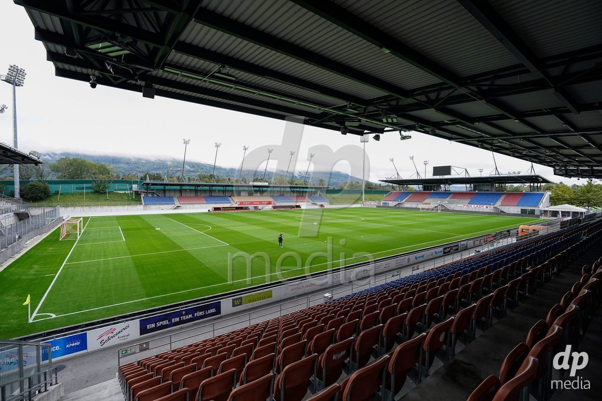 VADUZ, LIECHTENSTEIN - OCTOBER 18: General view inside the stadium prior to the UEFA European Under-17 Qualifier match between Switzerland and Spain at Rheinpark Stadion on October 18, 2026 in Vaduz, Liechtenstein.