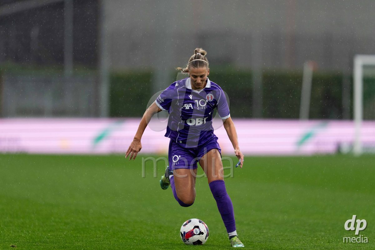 YVERDON-LES-BAINS, SWITZERLAND - OCTOBER 18: 3 Bergros Asgeirsdottir of FC Rapperswil-Jona in action during the AXA Women's Super League match between FC Yverdon Women and FC Rapperswil-Jona at Stade Municipal on October 18, 2026 in Yverdon-les-Bains, Switzerland.