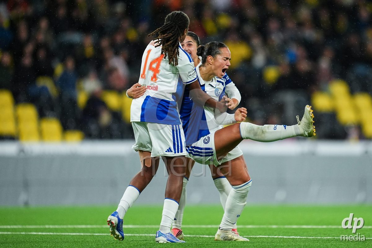 BERN, SWITZERLAND - OCTOBER 17: Kayla Jay Mckenna of GC Frauenfussball celebrates the second team goal during the AXA Women's Super League match between BSC YB Frauen and GC Frauenfussball at Wankdorf Stadion on October 17, 2026 in Bern, Switzerland.