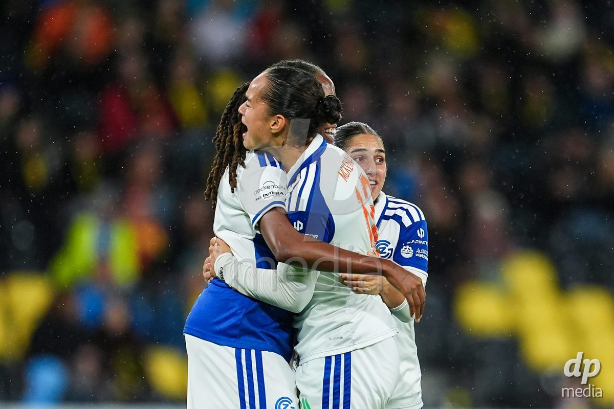 BERN, SWITZERLAND - OCTOBER 17: Kayla Jay Mckenna of GC Frauenfussball celebrates the second team goal during the AXA Women's Super League match between BSC YB Frauen and GC Frauenfussball at Wankdorf Stadion on October 17, 2026 in Bern, Switzerland.