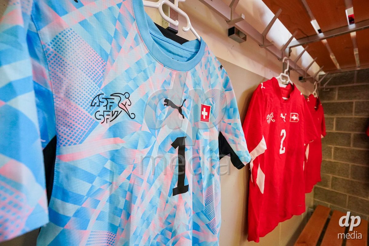 VADUZ, LIECHTENSTEIN - OCTOBER 18: General view inside the dressing room of Switzeralnd prior to the UEFA European Under-17 Qualifier match between Switzerland and Spain at Rheinpark Stadion on October 18, 2026 in Vaduz, Liechtenstein.