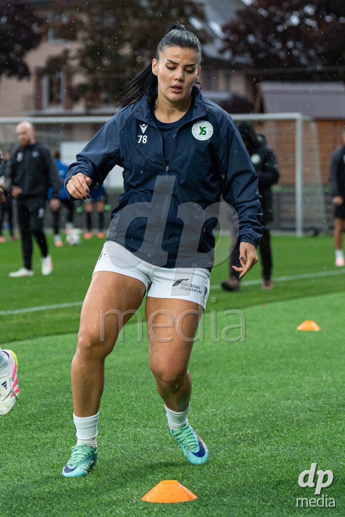 YVERDON-LES-BAINS, SWITZERLAND - OCTOBER 18: Mimoza Hamidi of Yverdon Sport Women during the AXA Women's Super League match between FC Yverdon Women and FC Rapperswil-Jona at Stade Municipal on October 18, 2026 in Yverdon-les-Bains, Switzerland.