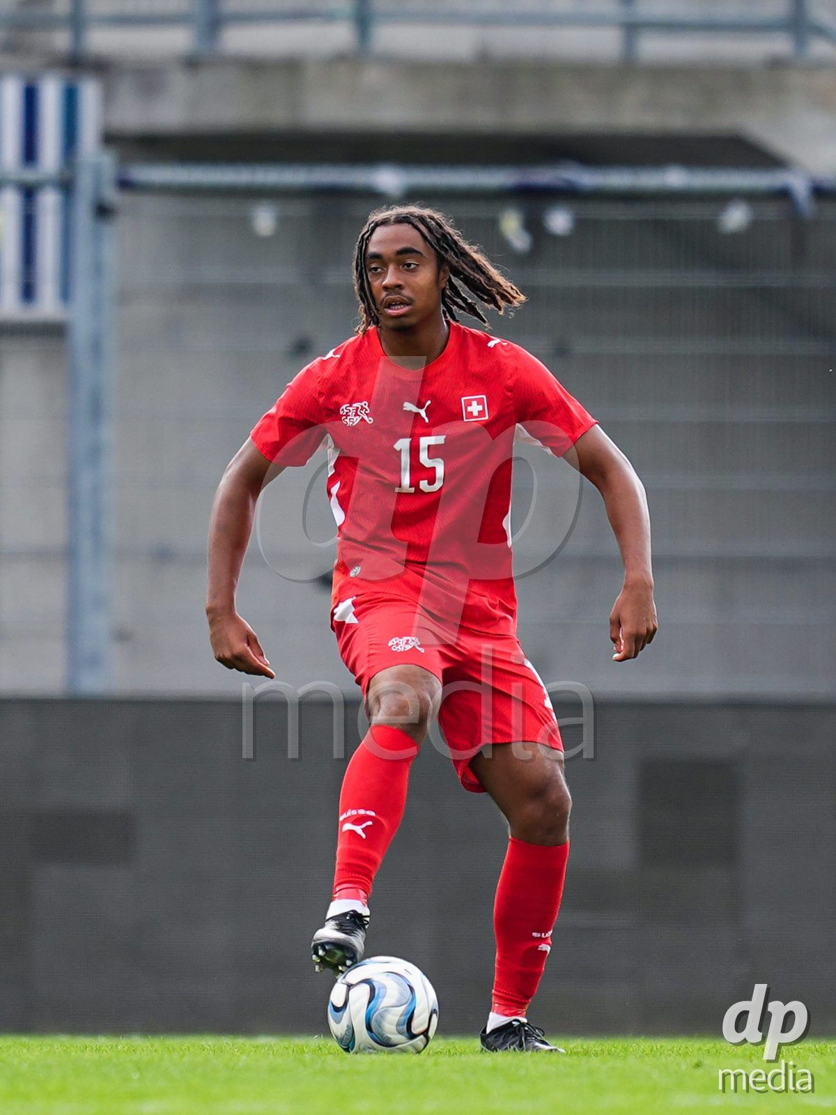 VADUZ, LIECHTENSTEIN - OCTOBER 18: Leon White of Switzerland  during the UEFA European Under-17 Qualifier match between Switzerland and Spain at Rheinpark Stadion on October 18, 2026 in Vaduz, Liechtenstein.