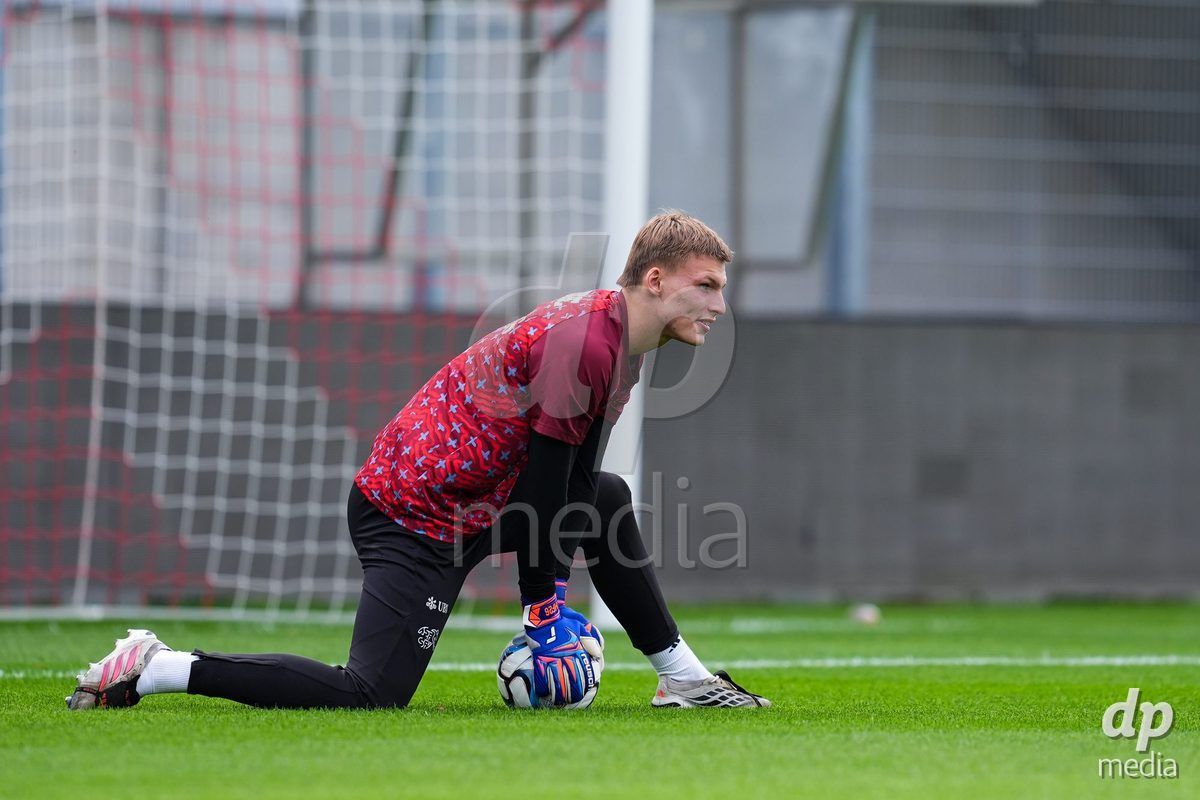 VADUZ, LIECHTENSTEIN - OCTOBER 18: Henrik Fehr of Switzerland during warm up prior to the UEFA European Under-17 Qualifier match between Switzerland and Spain at Rheinpark Stadion on October 18, 2026 in Vaduz, Liechtenstein.