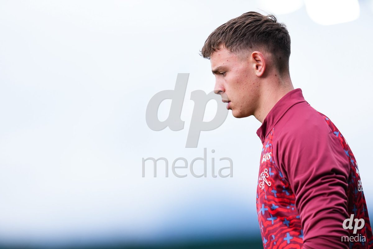 VADUZ, LIECHTENSTEIN - OCTOBER 18: Lucas Lorenzon of Switzerland during warm up prior to the UEFA European Under-17 Qualifier match between Switzerland and Spain at Rheinpark Stadion on October 18, 2026 in Vaduz, Liechtenstein.