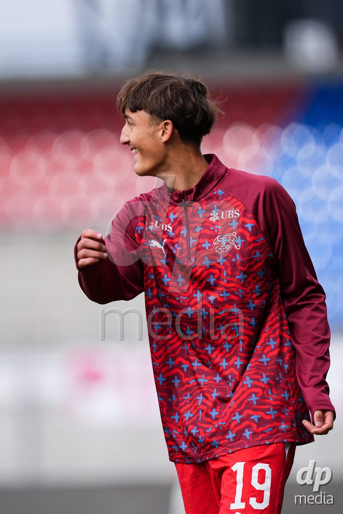 VADUZ, LIECHTENSTEIN - OCTOBER 18: Eron Dreshaj of Switzerland during warm up prior to the UEFA European Under-17 Qualifier match between Switzerland and Spain at Rheinpark Stadion on October 18, 2026 in Vaduz, Liechtenstein.