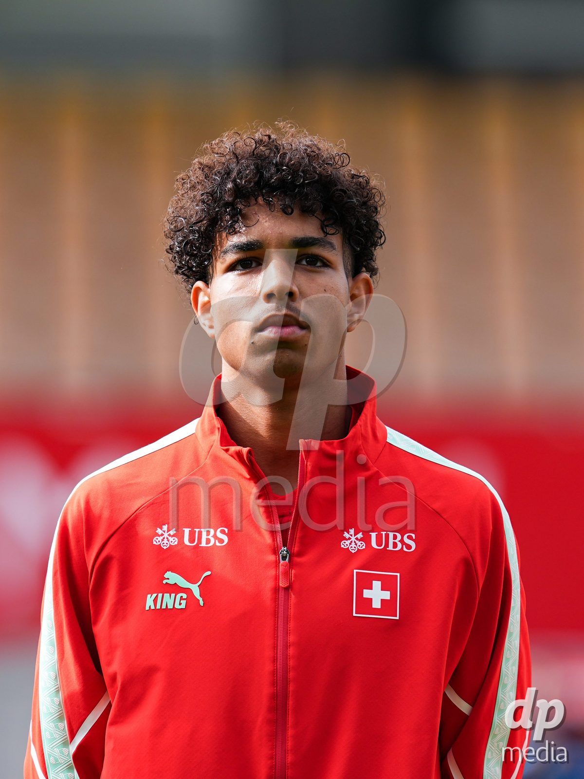 VADUZ, LIECHTENSTEIN - OCTOBER 18: Portrait (headshot/close up) of Ifeanyichukwu Onwuzulike of Switzerland during the national anthem prior to the UEFA European Under-17 Qualifier match between Switzerland and Spain at Rheinpark Stadion on October 18, 2026 in Vaduz, Liechtenstein.