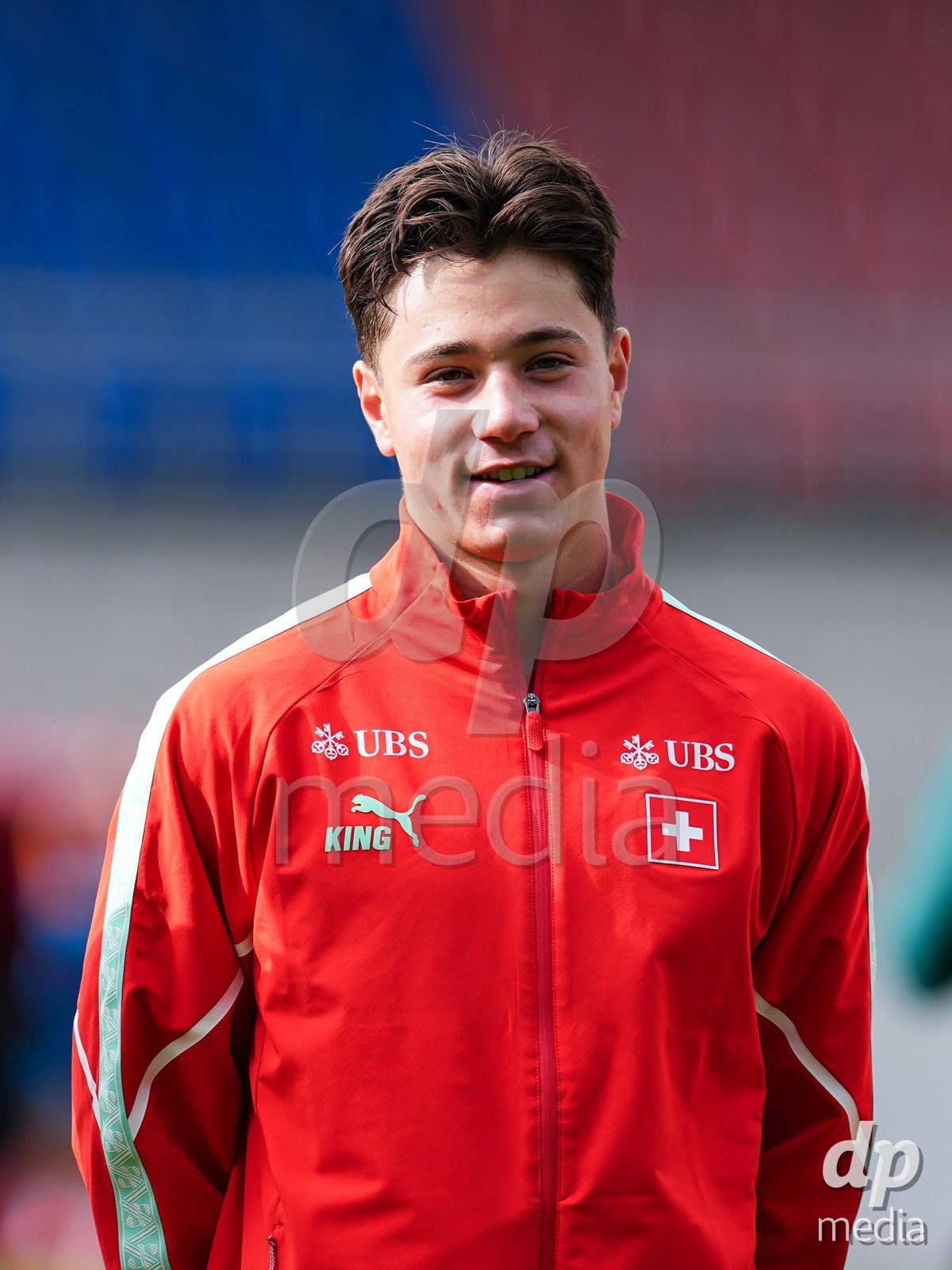 VADUZ, LIECHTENSTEIN - OCTOBER 18: Portrait (headshot/close up) of Leandro Cottiati of Switzerland during the national anthem prior to the UEFA European Under-17 Qualifier match between Switzerland and Spain at Rheinpark Stadion on October 18, 2026 in Vaduz, Liechtenstein.