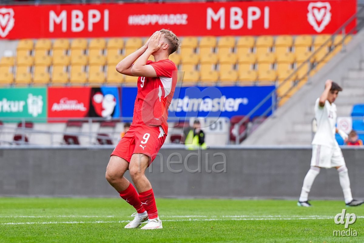 VADUZ, LIECHTENSTEIN - OCTOBER 18: Niko Cavka of Switzerland reacts during the UEFA European Under-17 Qualifier match between Switzerland and Spain at Rheinpark Stadion on October 18, 2026 in Vaduz, Liechtenstein.