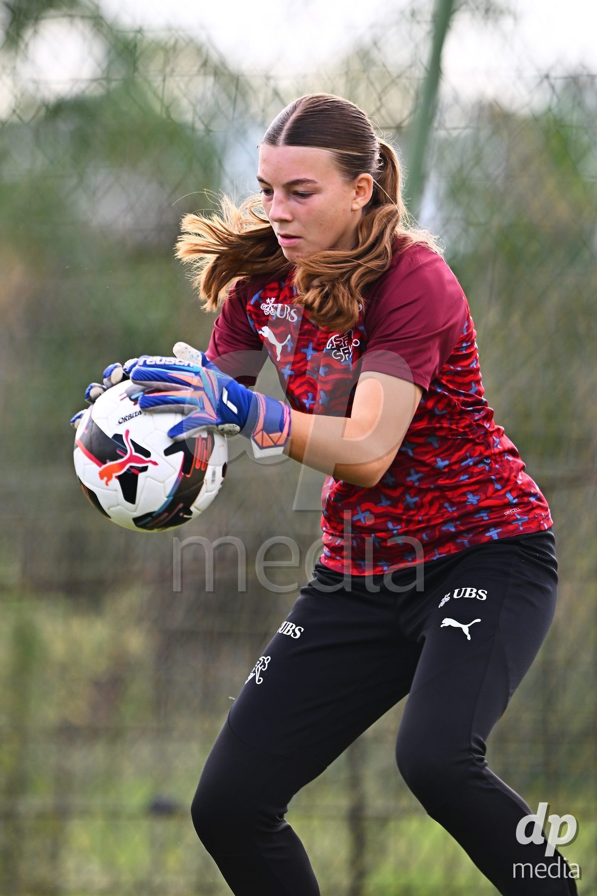OLIVA NOVA, SPAIN - OCTOBER 22: Florentine Pohlenz Goalkeeper of Switzerland during the International Women's Friendly match between Hungary U17 and Switzerland U17 at Oliva Nova Sports Center on October 22, 2026 in Oliva Nova, Spain.