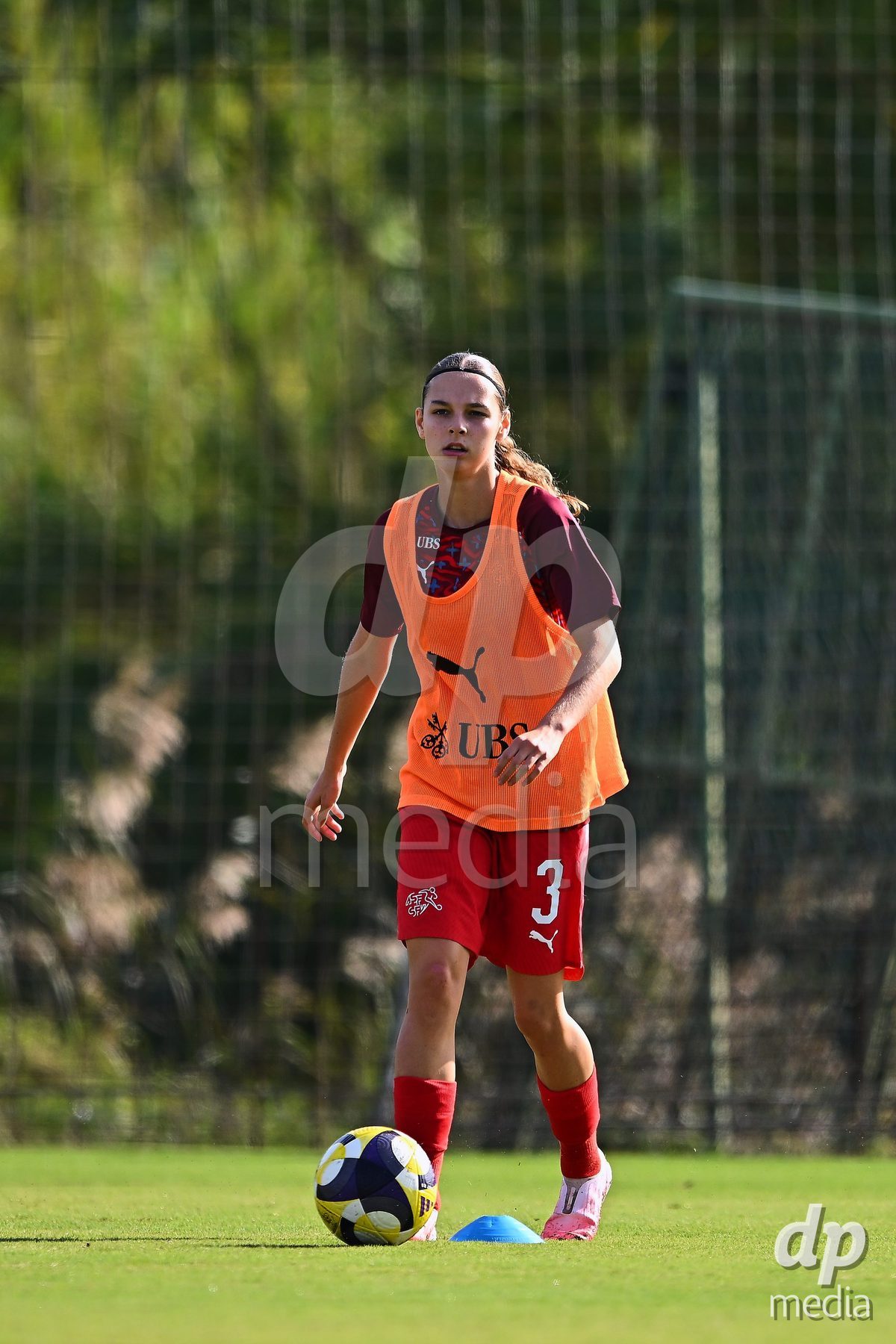 OLIVA NOVA, SPAIN - OCTOBER 22: Louise Schule of Switzerland during the International Women's Friendly match between Hungary U17 and Switzerland U17 at Oliva Nova Sports Center on October 22, 2026 in Oliva Nova, Spain.