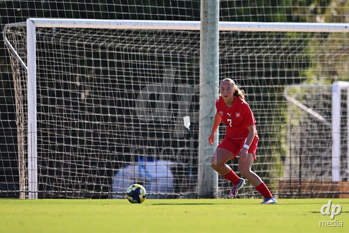 OLIVA NOVA, SPAIN - OCTOBER 22: Lena Marie Winter of Switzerland during the International Women's Friendly match between Hungary U17 and Switzerland U17 at Oliva Nova Sports Center on October 22, 2026 in Oliva Nova, Spain.