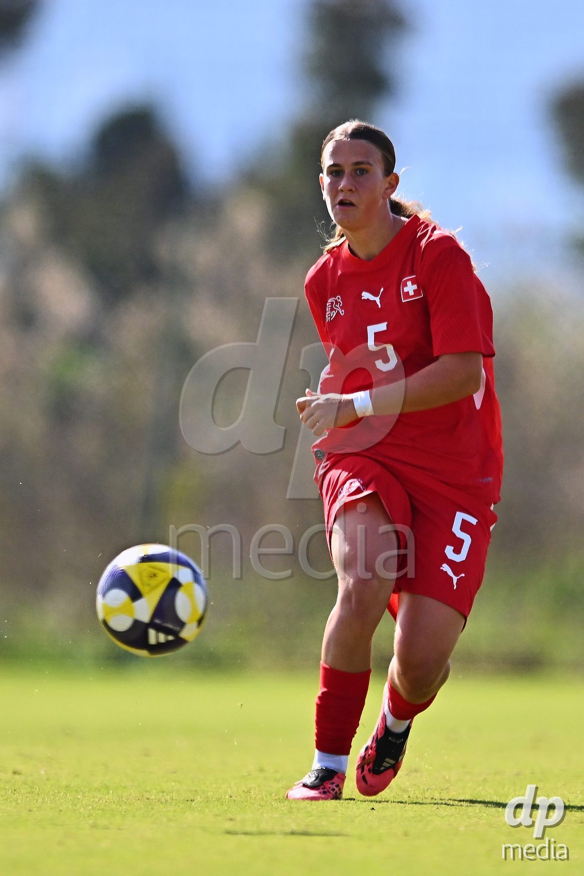OLIVA NOVA, SPAIN - OCTOBER 22: Emeline van Dam of Switzerland during the International Women's Friendly match between Hungary U17 and Switzerland U17 at Oliva Nova Sports Center on October 22, 2026 in Oliva Nova, Spain.