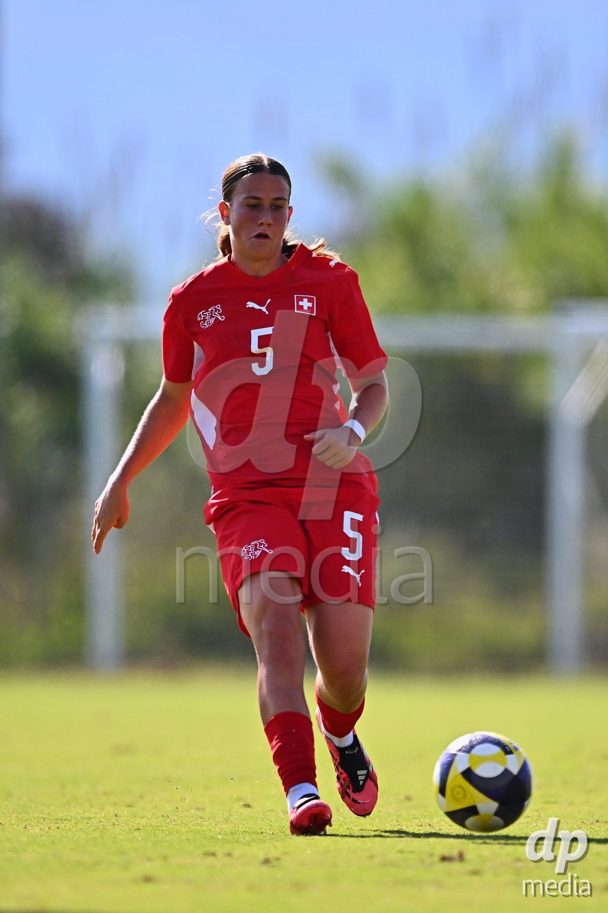 OLIVA NOVA, SPAIN - OCTOBER 22: Emeline van Dam of Switzerland during the International Women's Friendly match between Hungary U17 and Switzerland U17 at Oliva Nova Sports Center on October 22, 2026 in Oliva Nova, Spain.